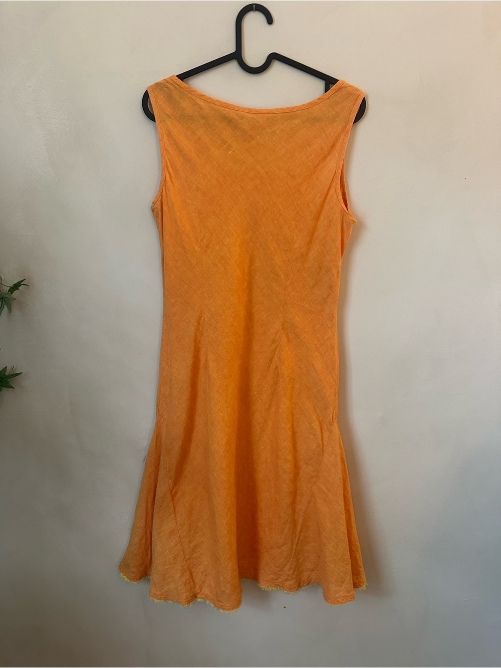 J.JILL Orange 100% Linen Sleeveless Dress Fringe Hem Size 10 Petite - Picture 2 of 4